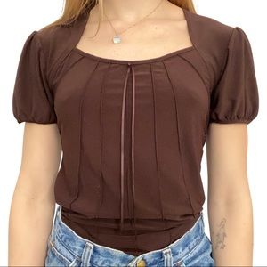 Vintage Brown Milkmaid Top